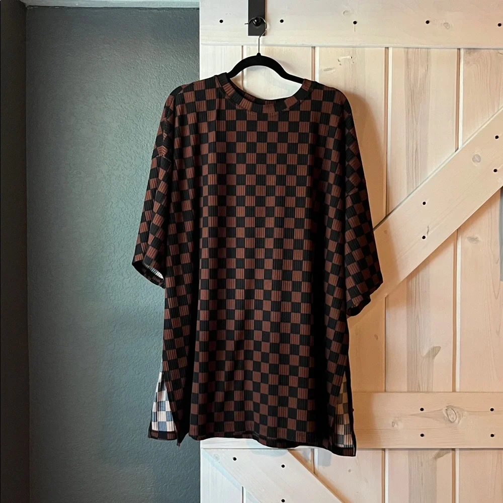 Dressed in LALA Malone Biker set in Mocha and Black Checkerboard - Picture 4 of 16